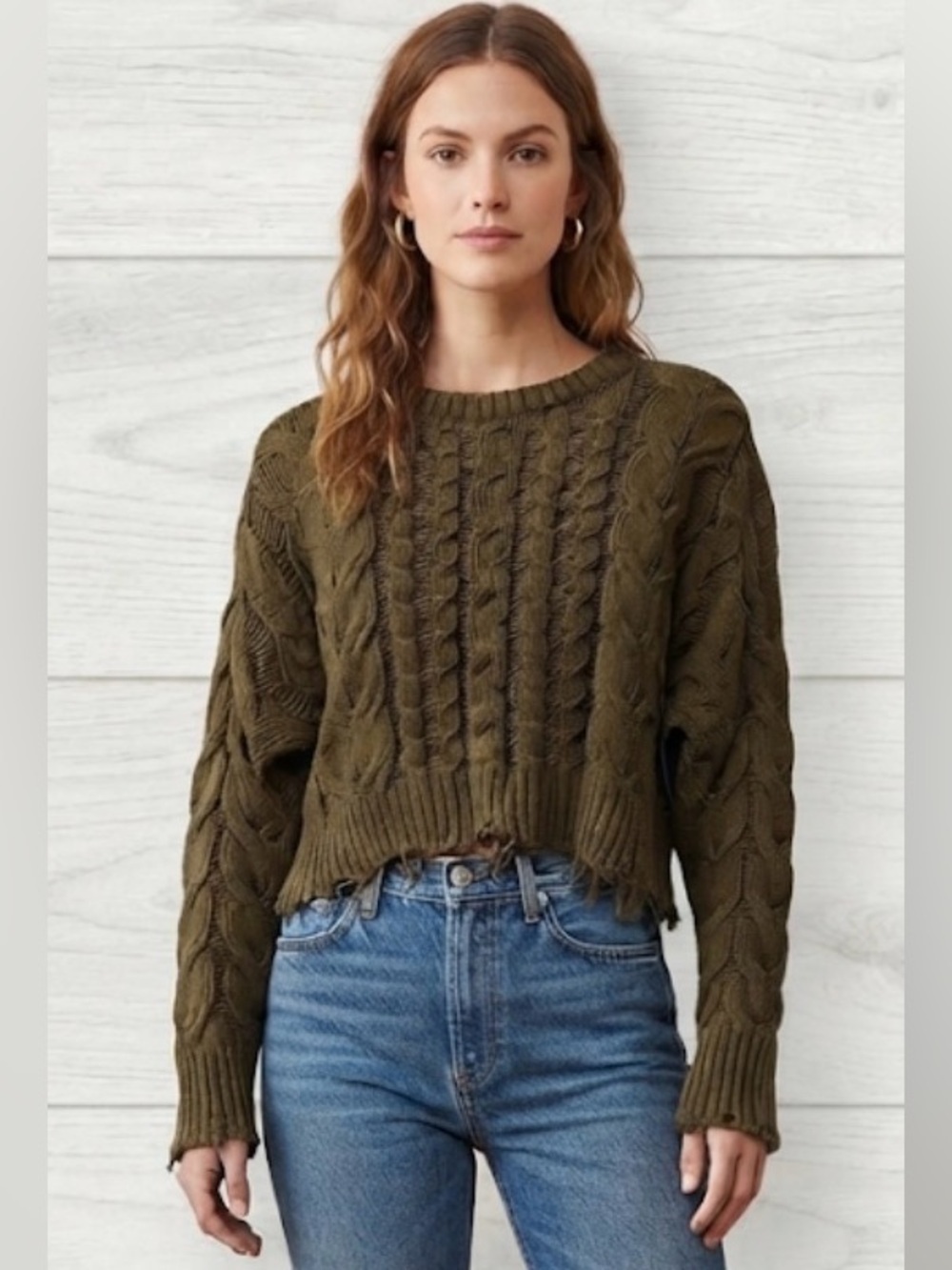 Arizona Crew Neck Long Sleeve Pullover Sweater(B44”L: 22”)